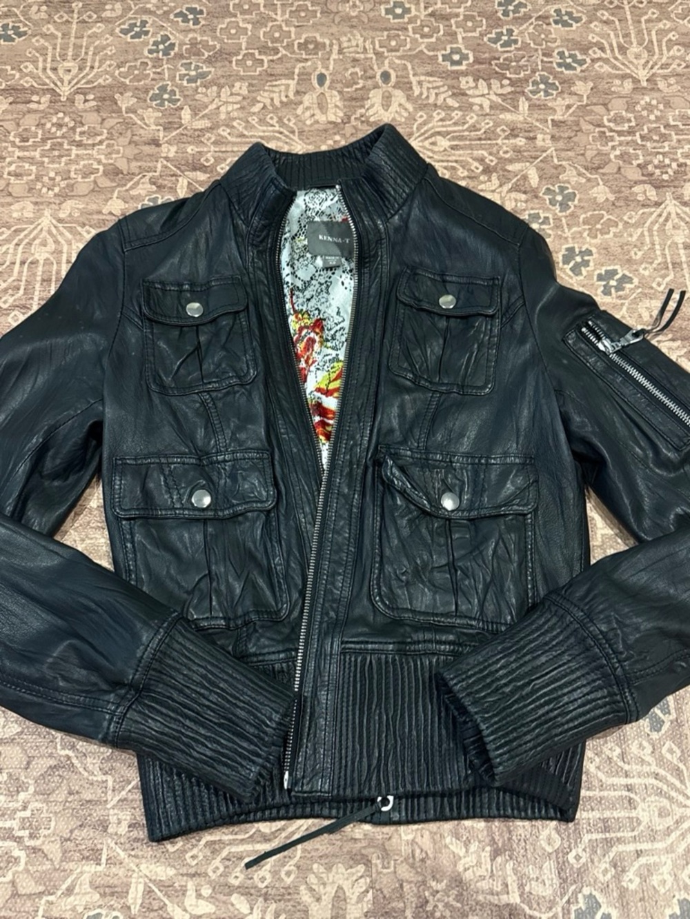 Black Leather Utility Jacket